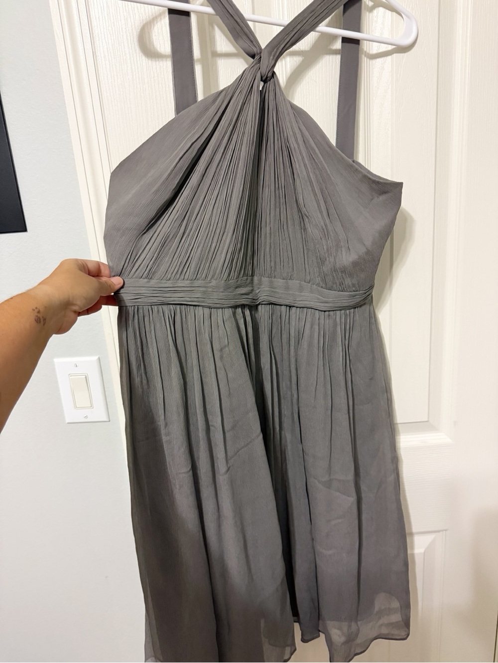 J. Crew One-Shoulder Gray Chiffon Dress